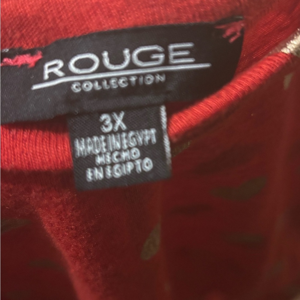 The Lot Of 2 Rouge Collection Glam Red & Black Gold Top in 3X size - Picture 5 of 9